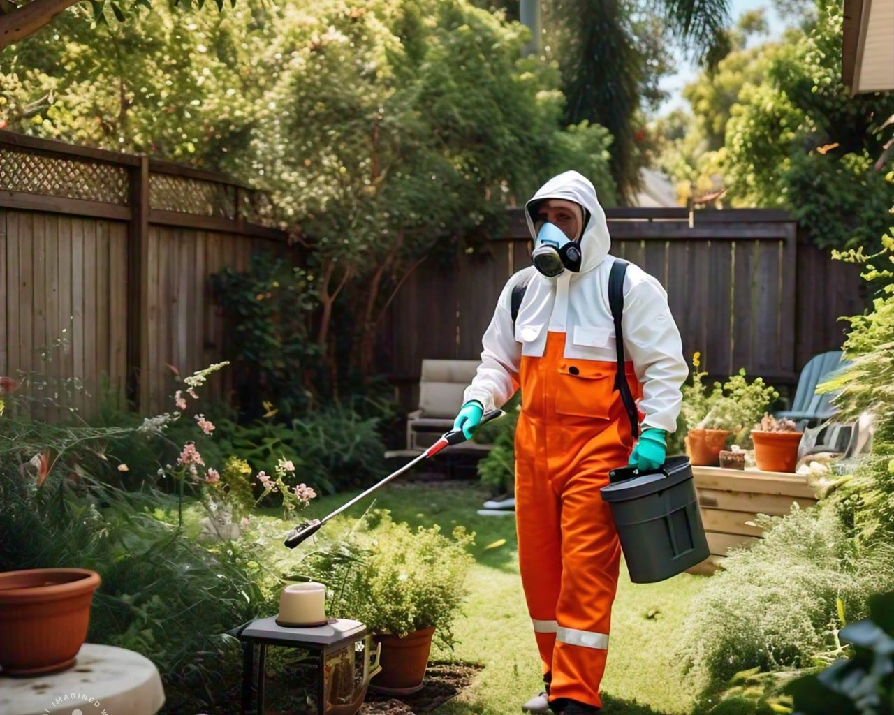 Man spraying summer pests
