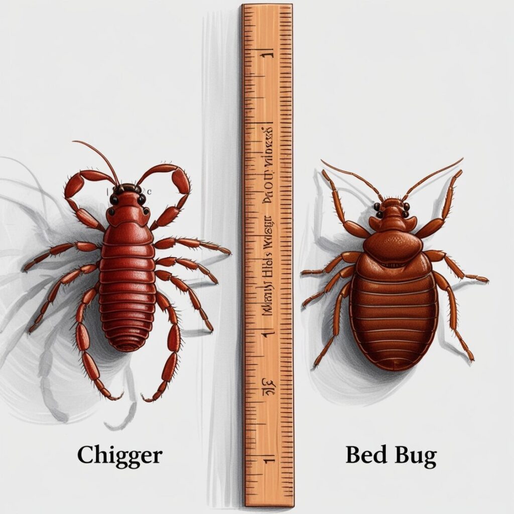 chiggers vs bed bugs size