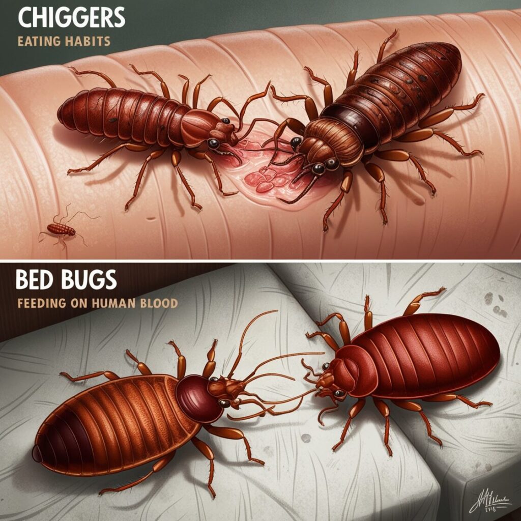 chiggers vs bed bugs eating habits
