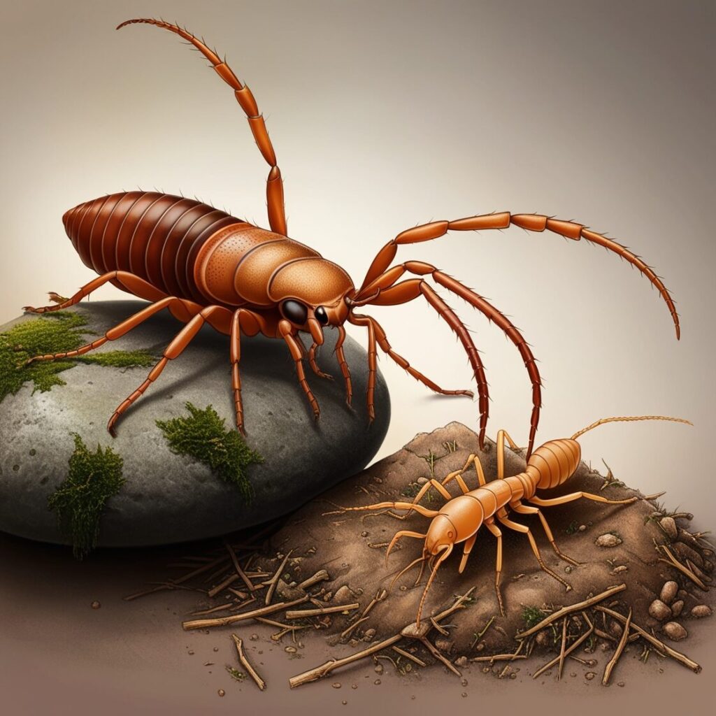 A picture of an earwig and termite