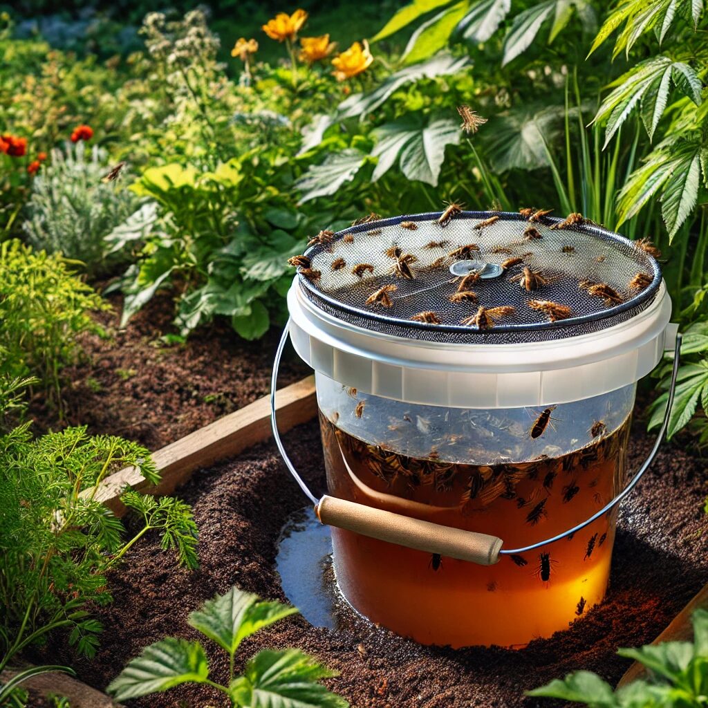 Bucket Trap methods for creating homemade June Bug traps